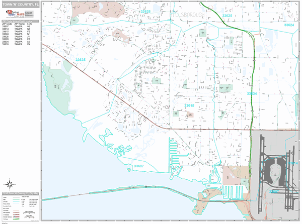Town 'n' Country, FL Zip Code Map